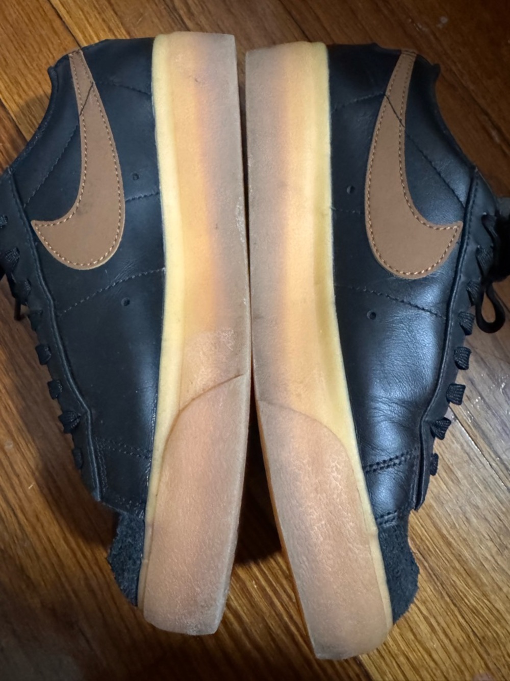 Nike Black Leather Sneakers with Gum Soles - Picture 3 of 4